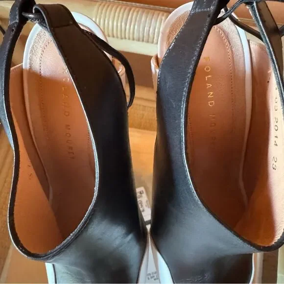 Roland Mouret Two-Tone Leather Slingback Heels Open Toe Size 37 - Picture 4 of 8